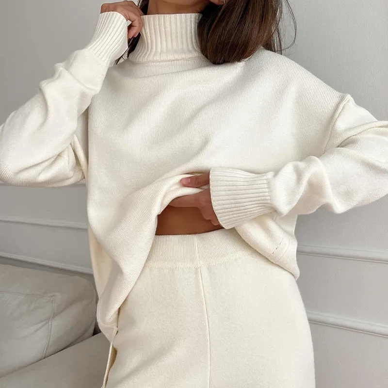 2-Piece Warm Turtleneck and Pants Set Tracksuit