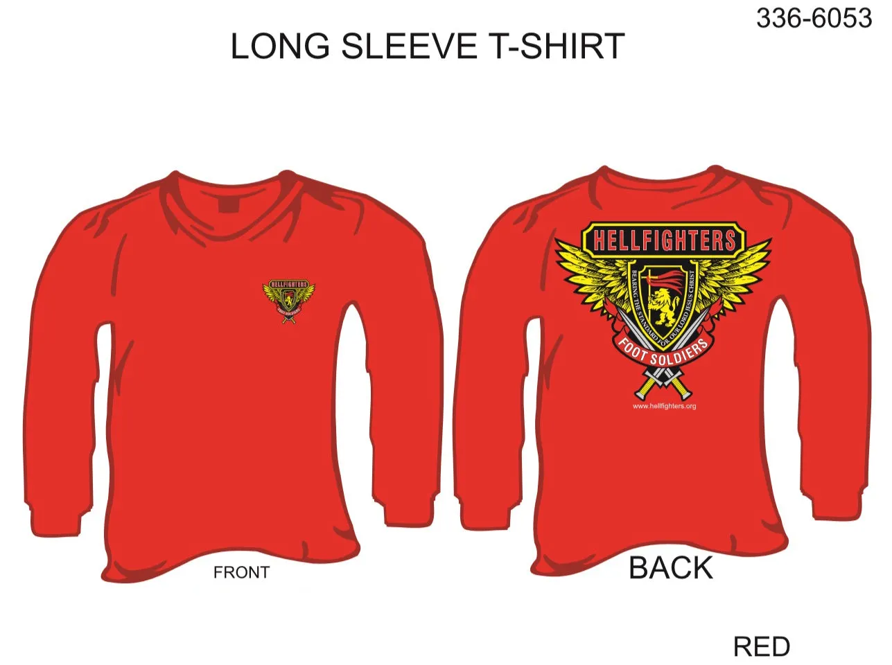 336-6053 T-Shirt, Long Sleeve, Hellfighter Foot Soldier (Red, blank sleeves)