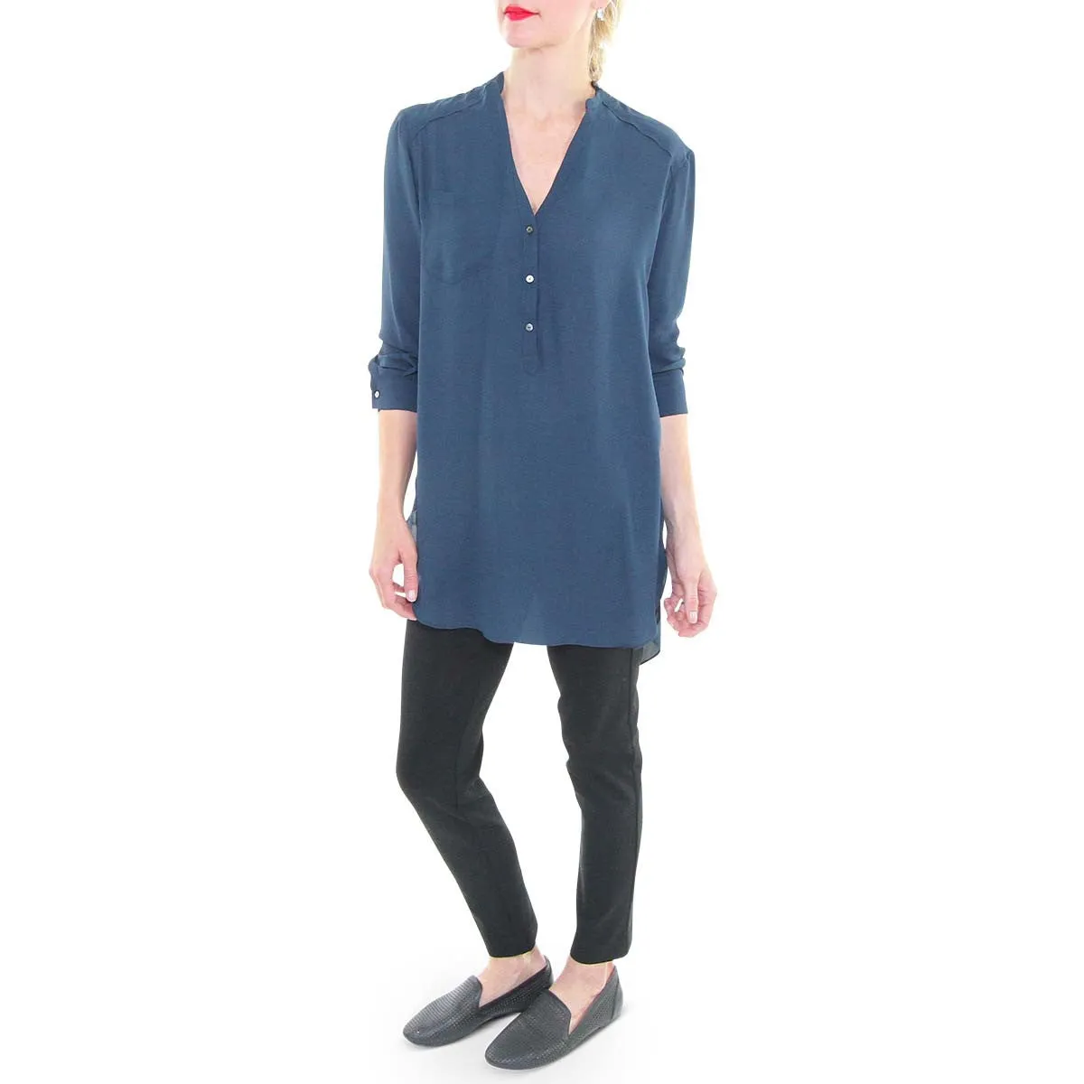 3/4 Sleeve Madarin Collar Tunic - Teal