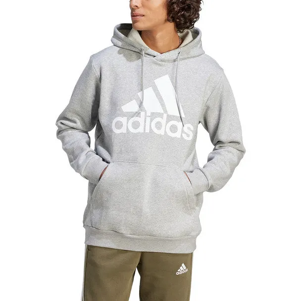 ADIDAS ESSENTIALS BIG LOGO FLEECE HOODIE -  MENS - GREY