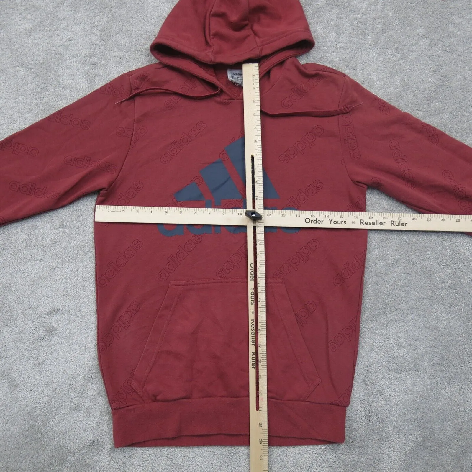 Adidas Men Hooded Sweatshirt Long Sleeve Drawstring Kangaroo Pocket Maroon SZ S