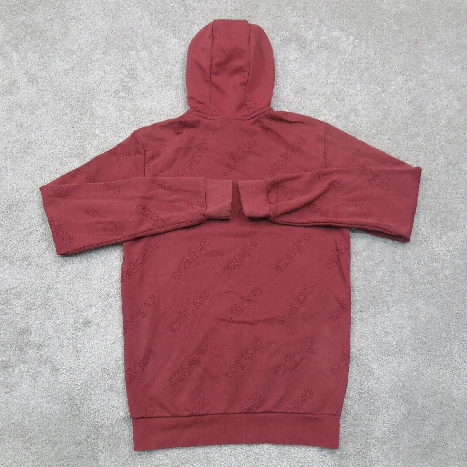 Adidas Men Hooded Sweatshirt Long Sleeve Drawstring Kangaroo Pocket Maroon SZ S