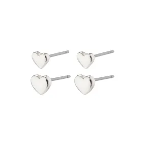 AFRODITTE recycled heart earrings 2-in-1 set silver-plated