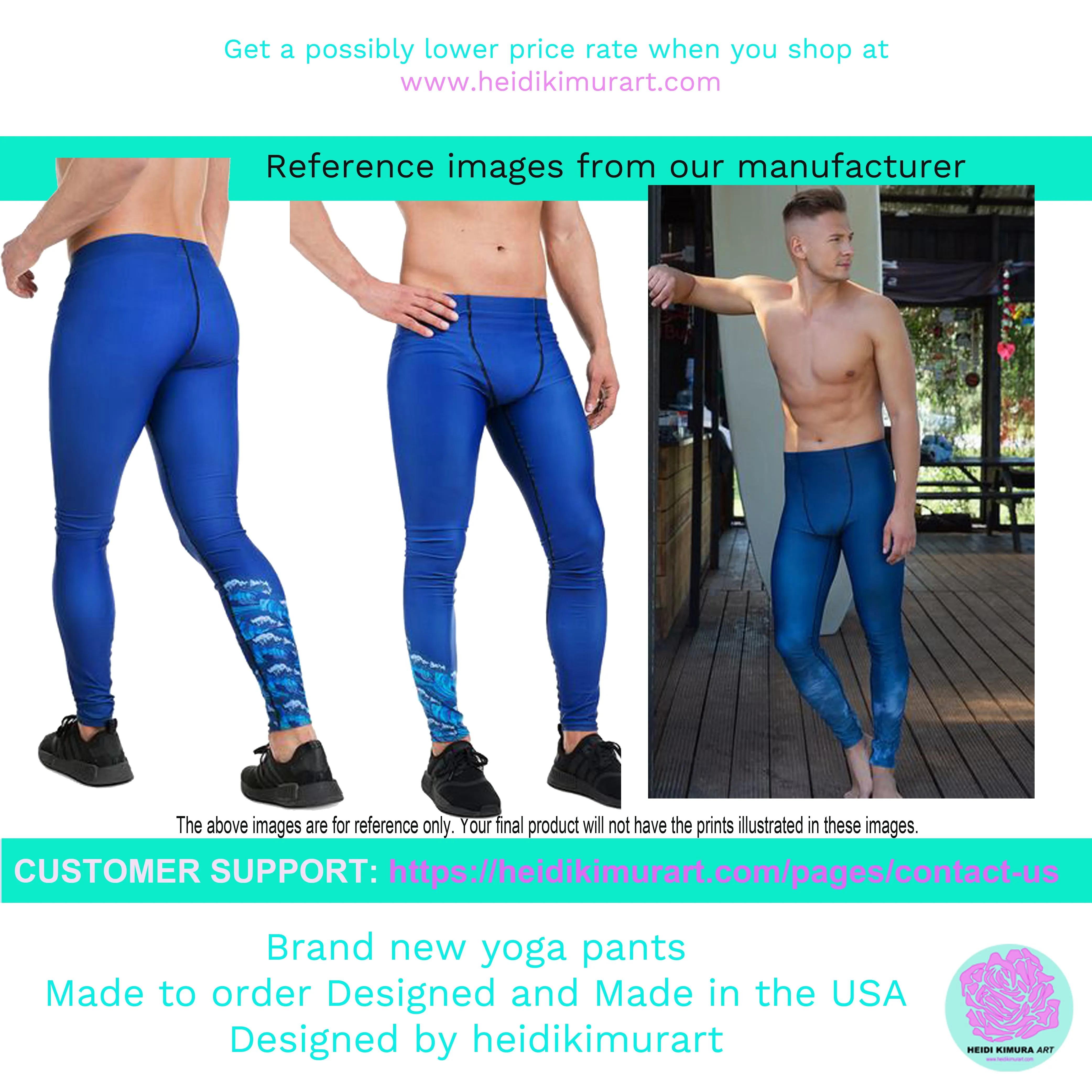 Aqua Blue Solid Color Meggings, Modern Solid Blue Color Designer Spandex Men's Tights/Leggings- Made in USA/ MX/ EU