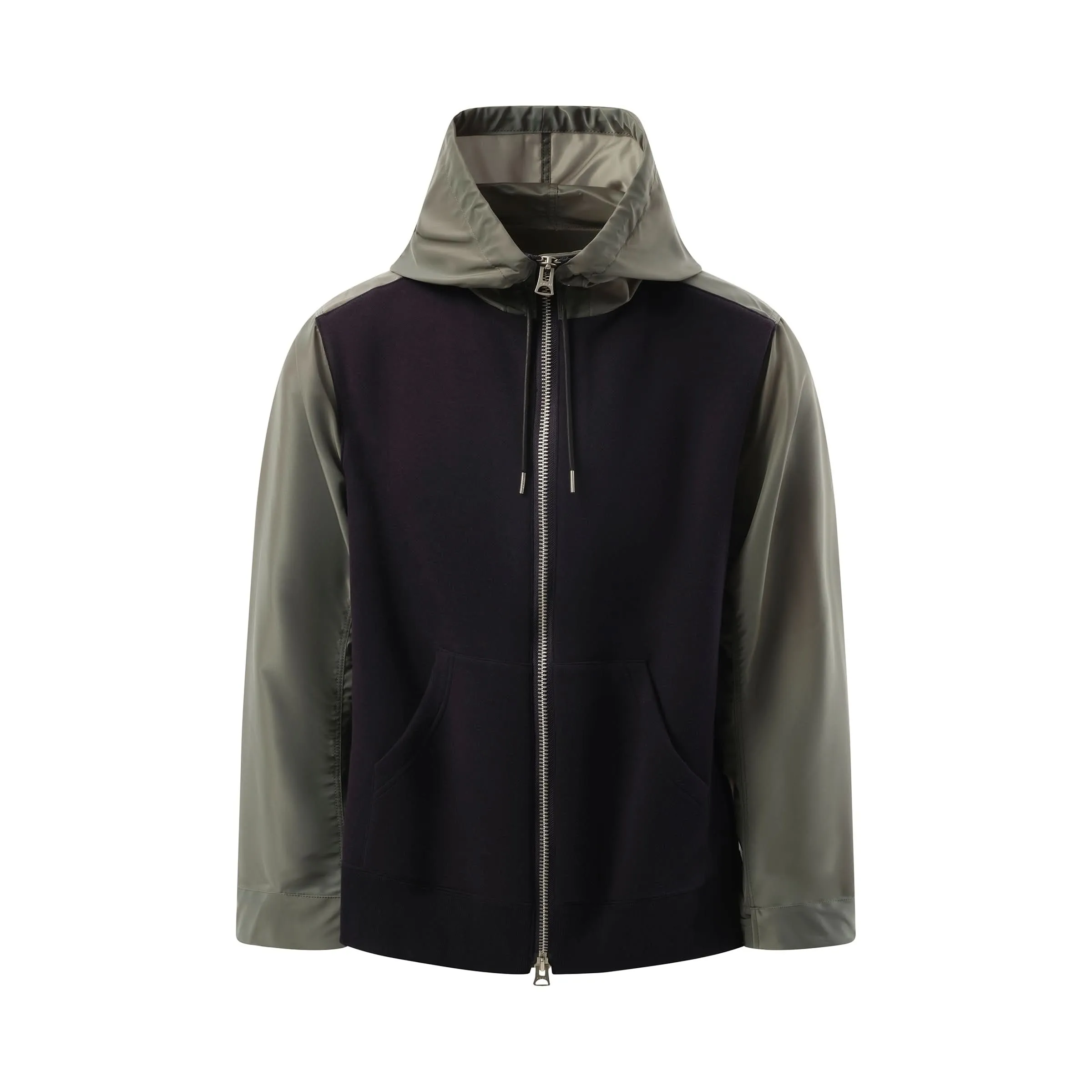 Balloon Nylon Twill x Sponge Sweat Hoodie in Navy/Khaki