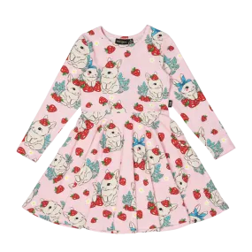 Berry Bunny Long Sleeve Waisted Dress