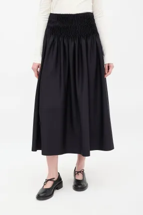 Black Accordion Pleated Midi Skirt