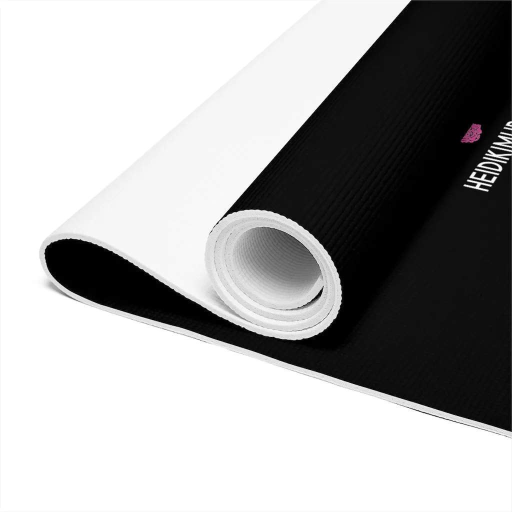 Black Color Foam Yoga Mat, Black Solid Color Modern Essential Unisex Adult Yoga Exercise Mat - Printed in USA