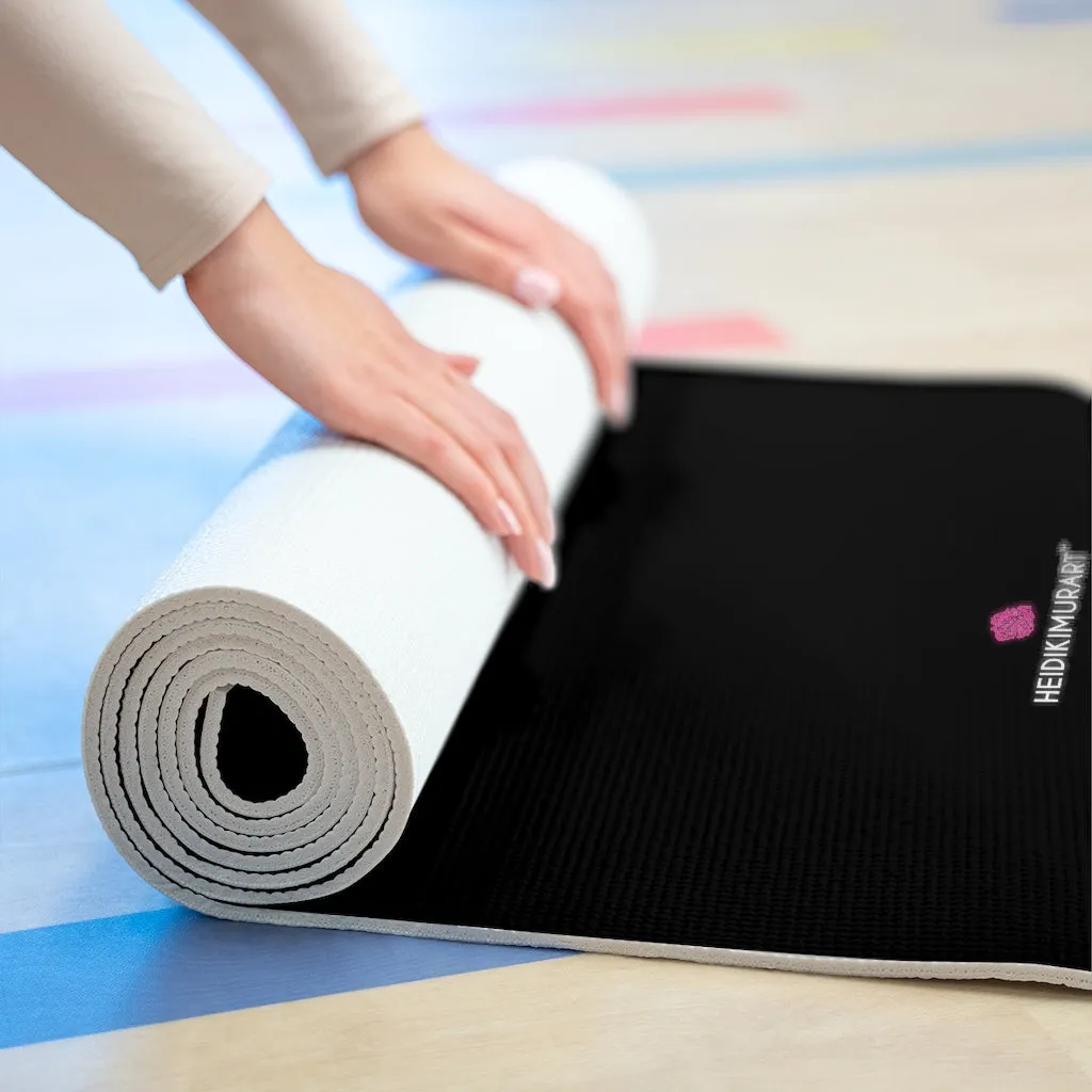 Black Color Foam Yoga Mat, Black Solid Color Modern Essential Unisex Adult Yoga Exercise Mat - Printed in USA