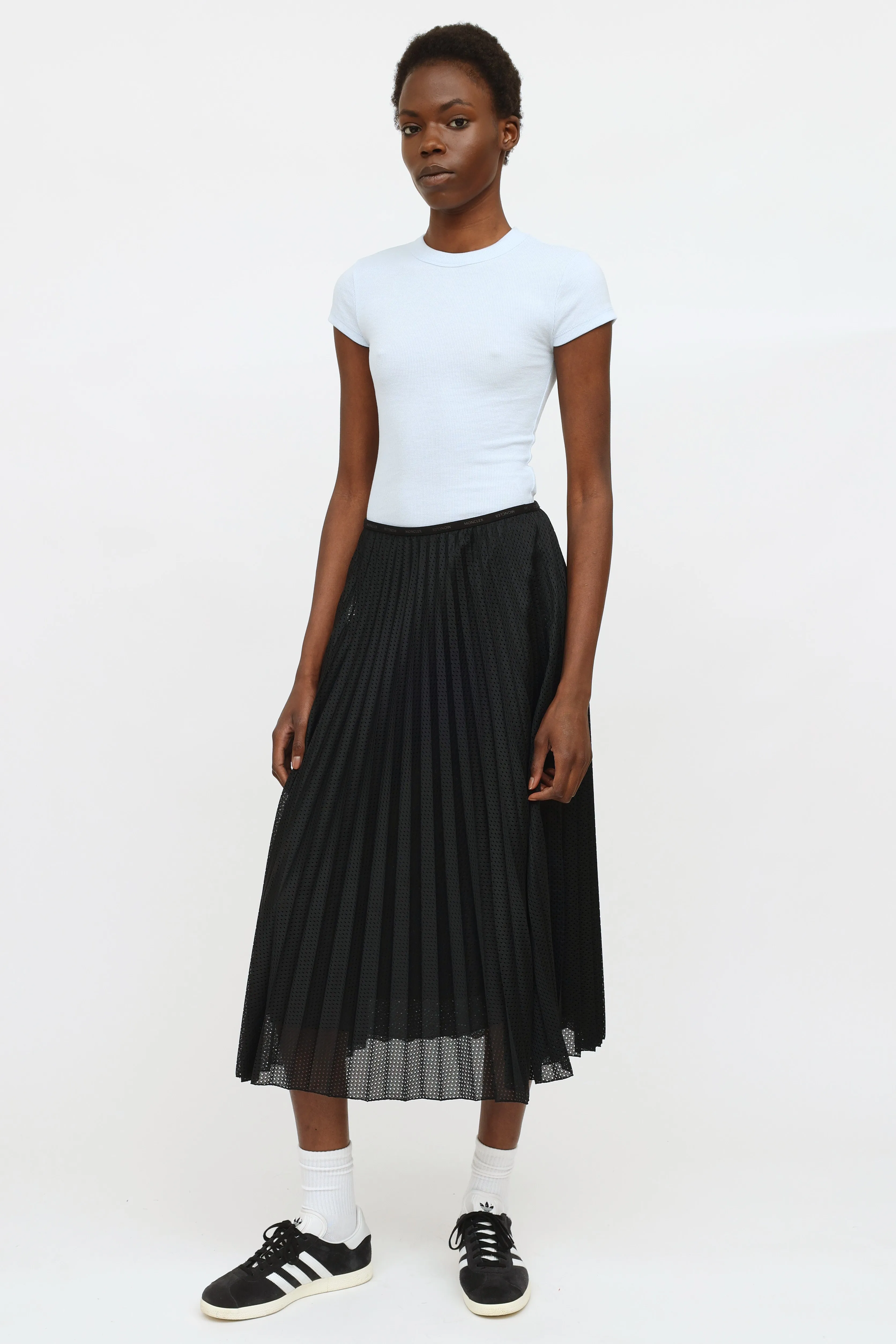 Black Pleated Mesh Skirt