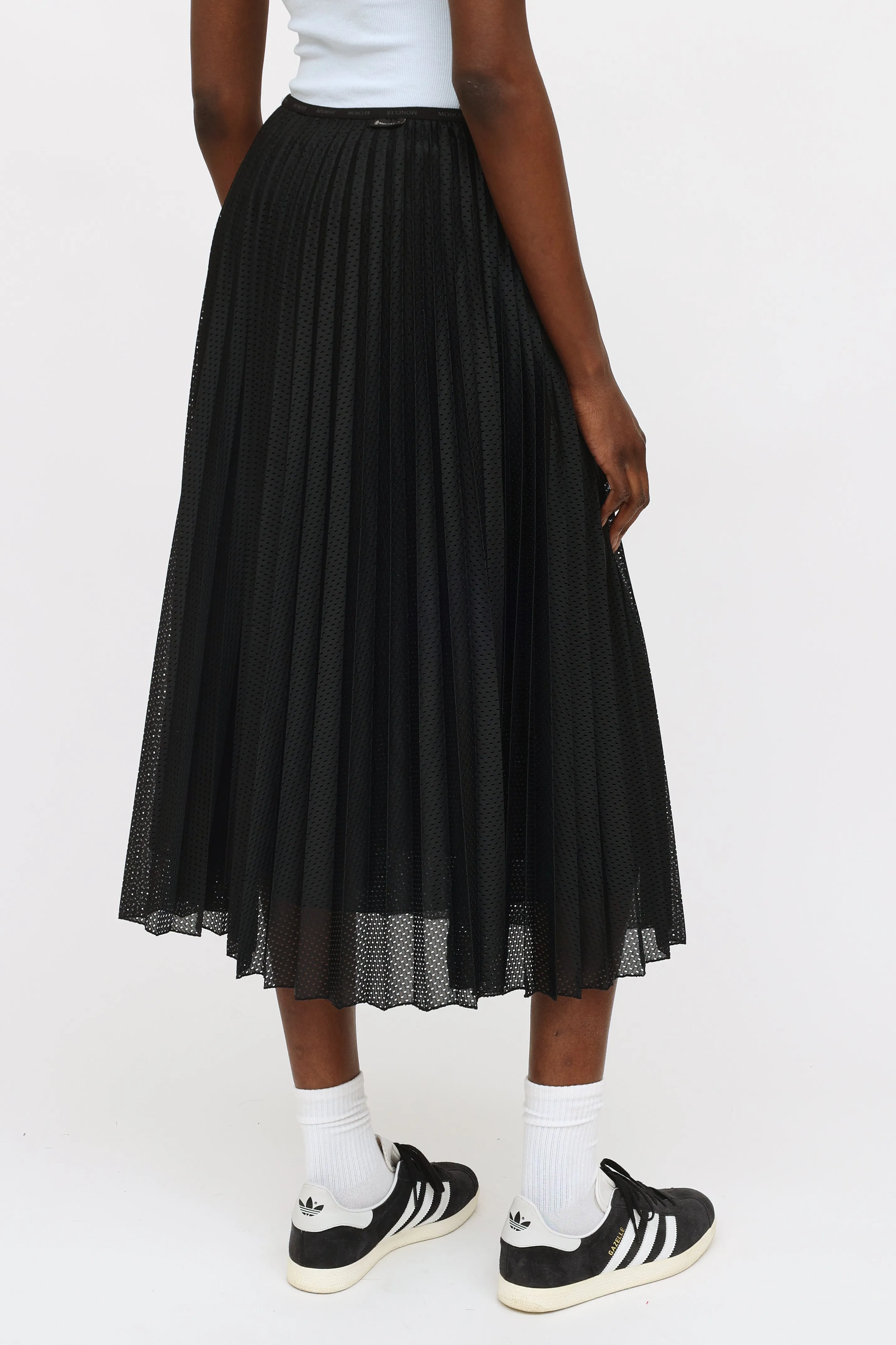 Black Pleated Mesh Skirt