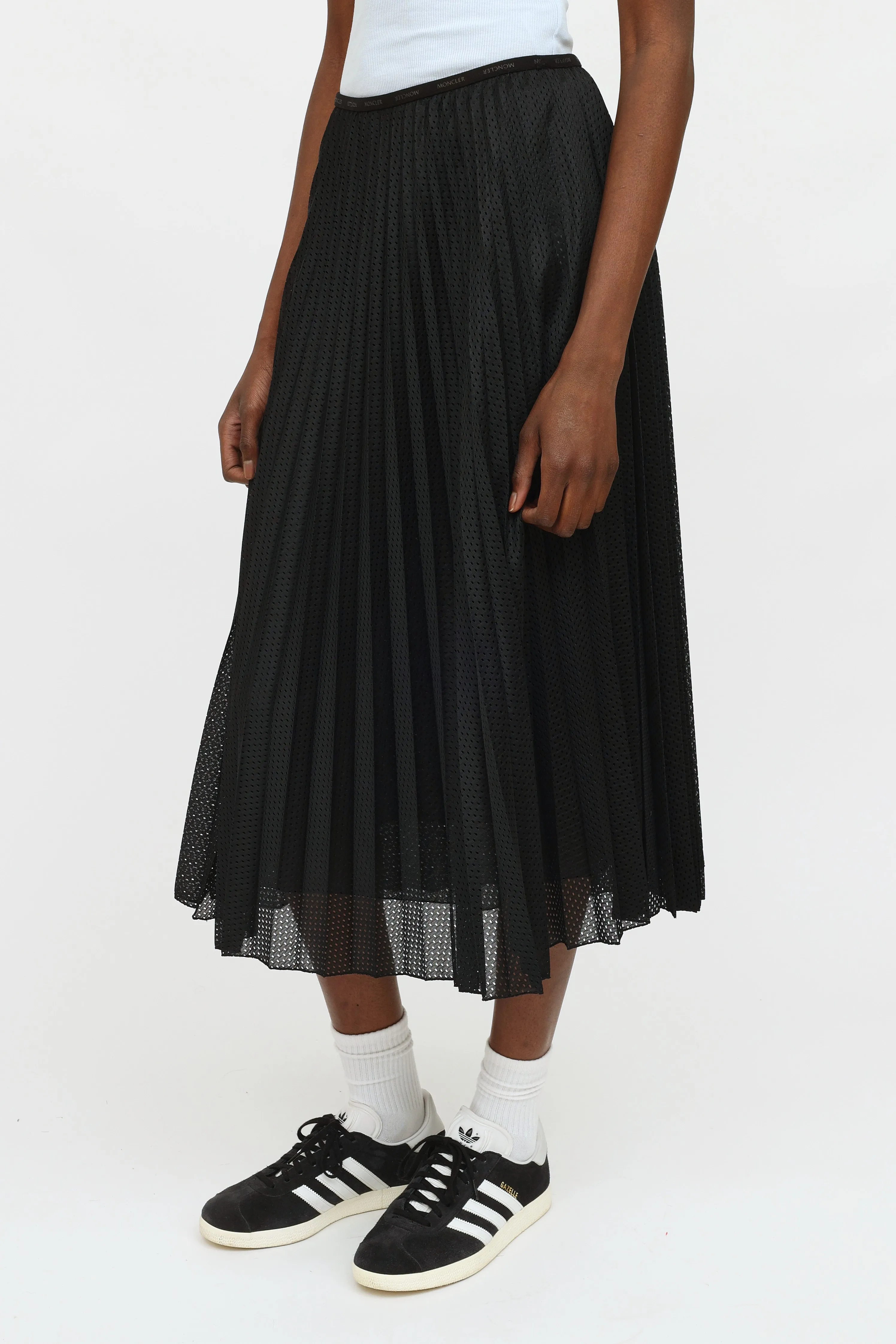 Black Pleated Mesh Skirt