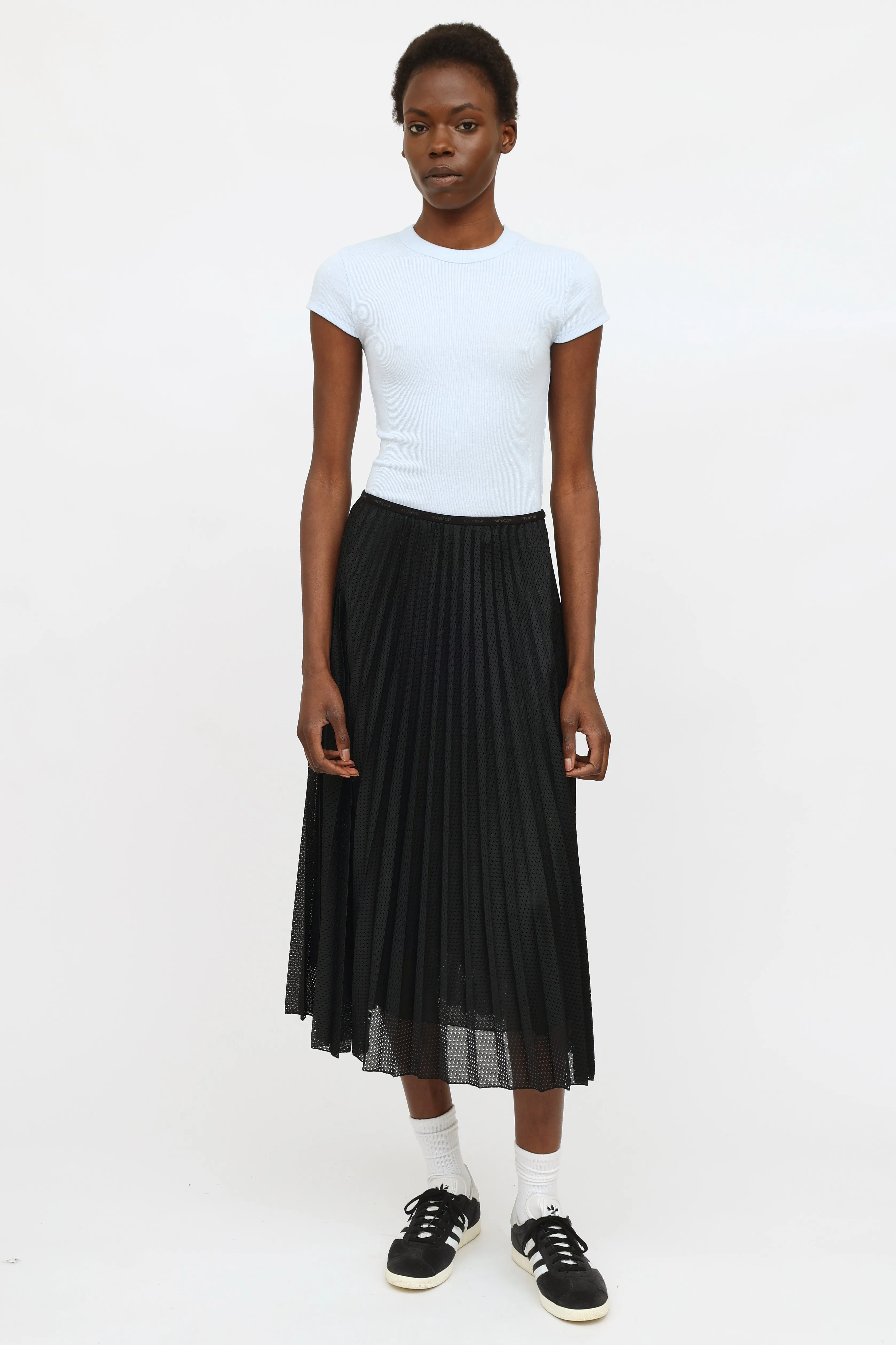 Black Pleated Mesh Skirt