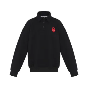 Black Polo Collared Sweatshirt