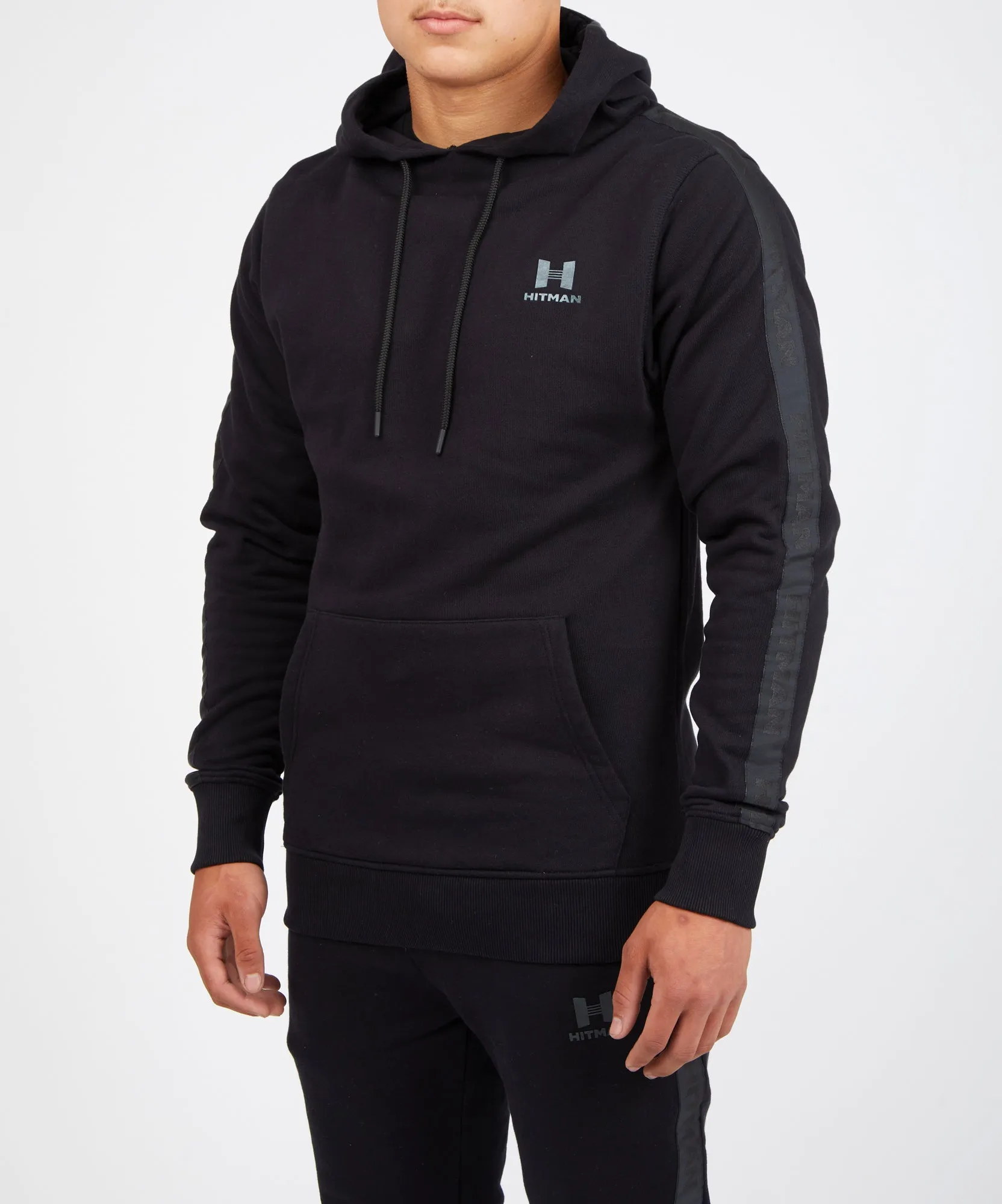 BLACK PULLOVER HOODIE- BLACK TAPE