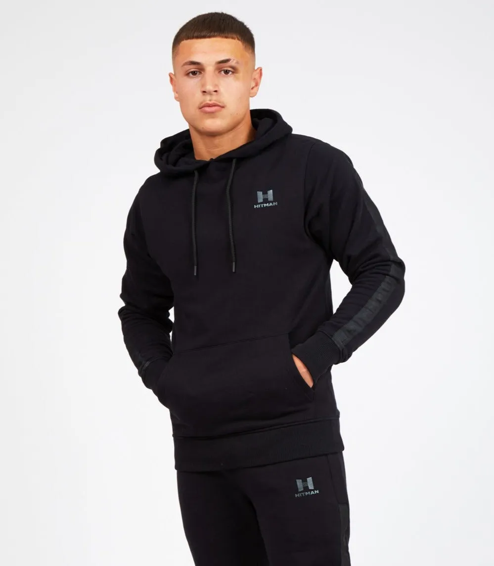 BLACK PULLOVER HOODIE- BLACK TAPE