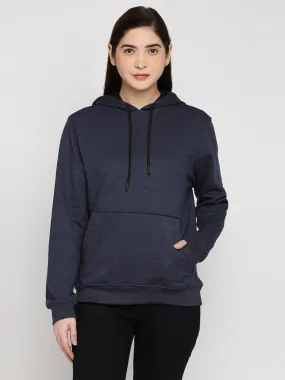 Blue Relaxed Fit Hoodie | Recycled Polyester   Recycled Cotton Blend