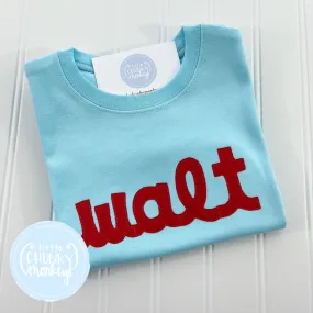 Boy Shirt - Applique name on Aqua