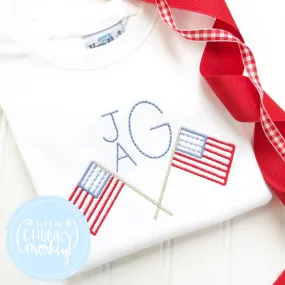 Boy Shirt -  Stacked Monogram with Flags