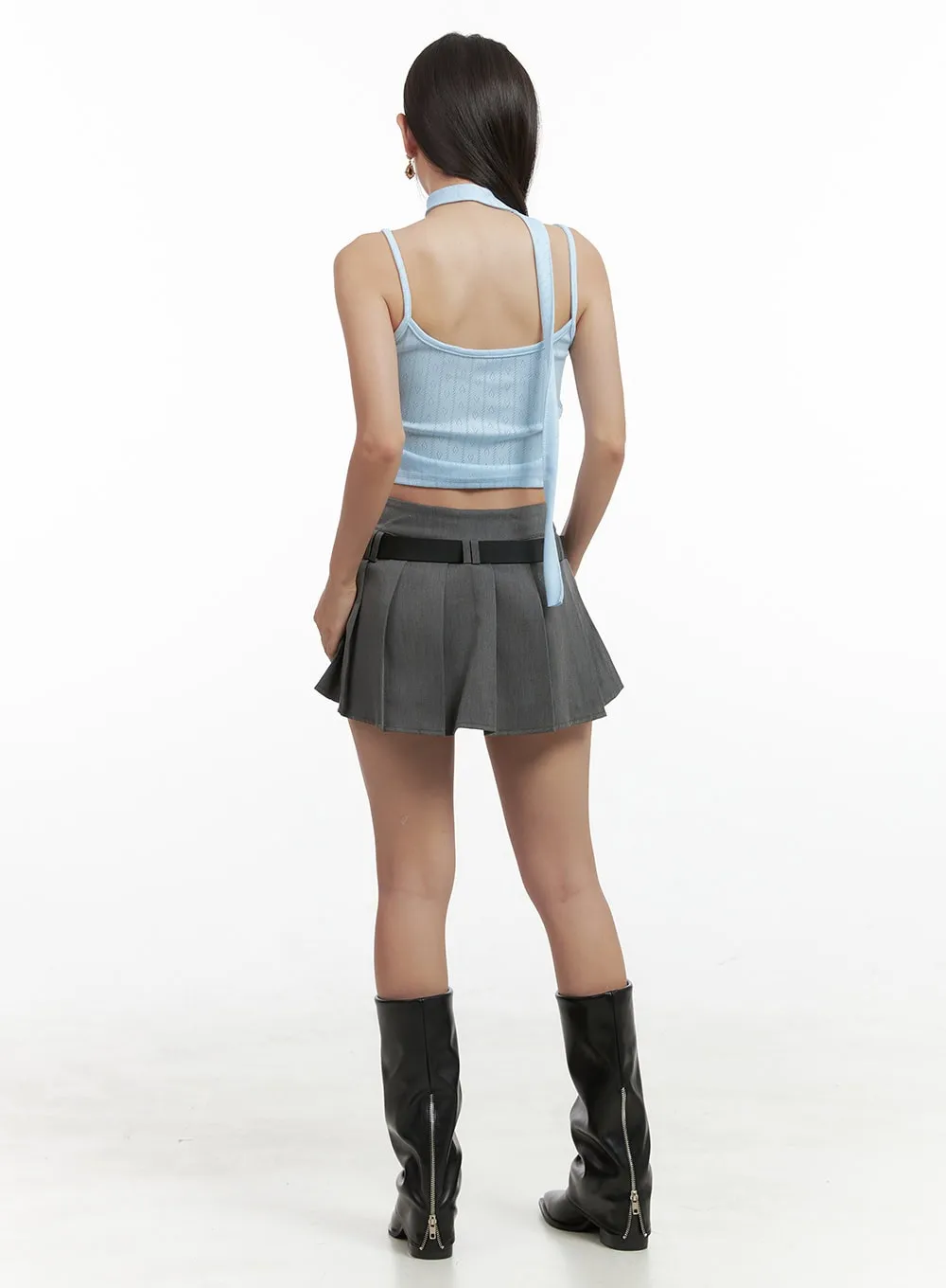 Buckle Pleated Mini Skirt OG407