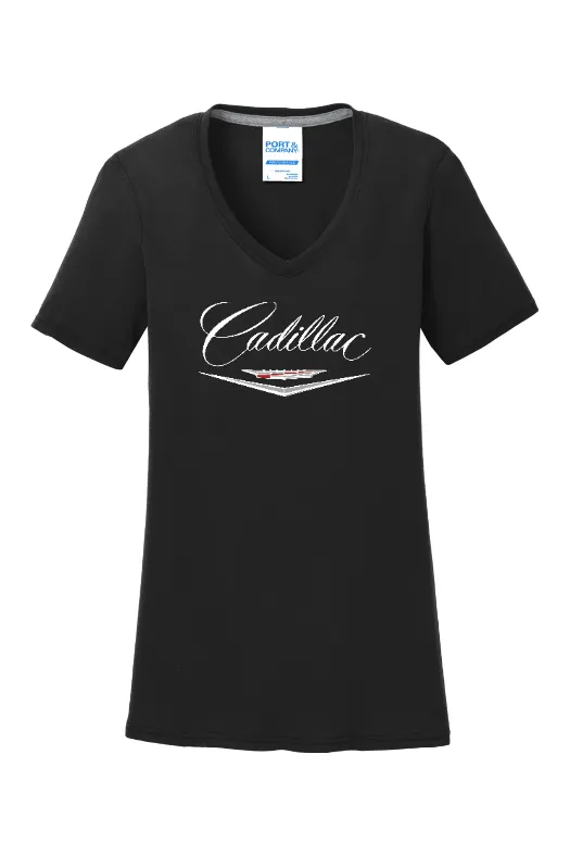 Cadillac 50's Ladies Short sleeve V-neck Gildan T-shirt