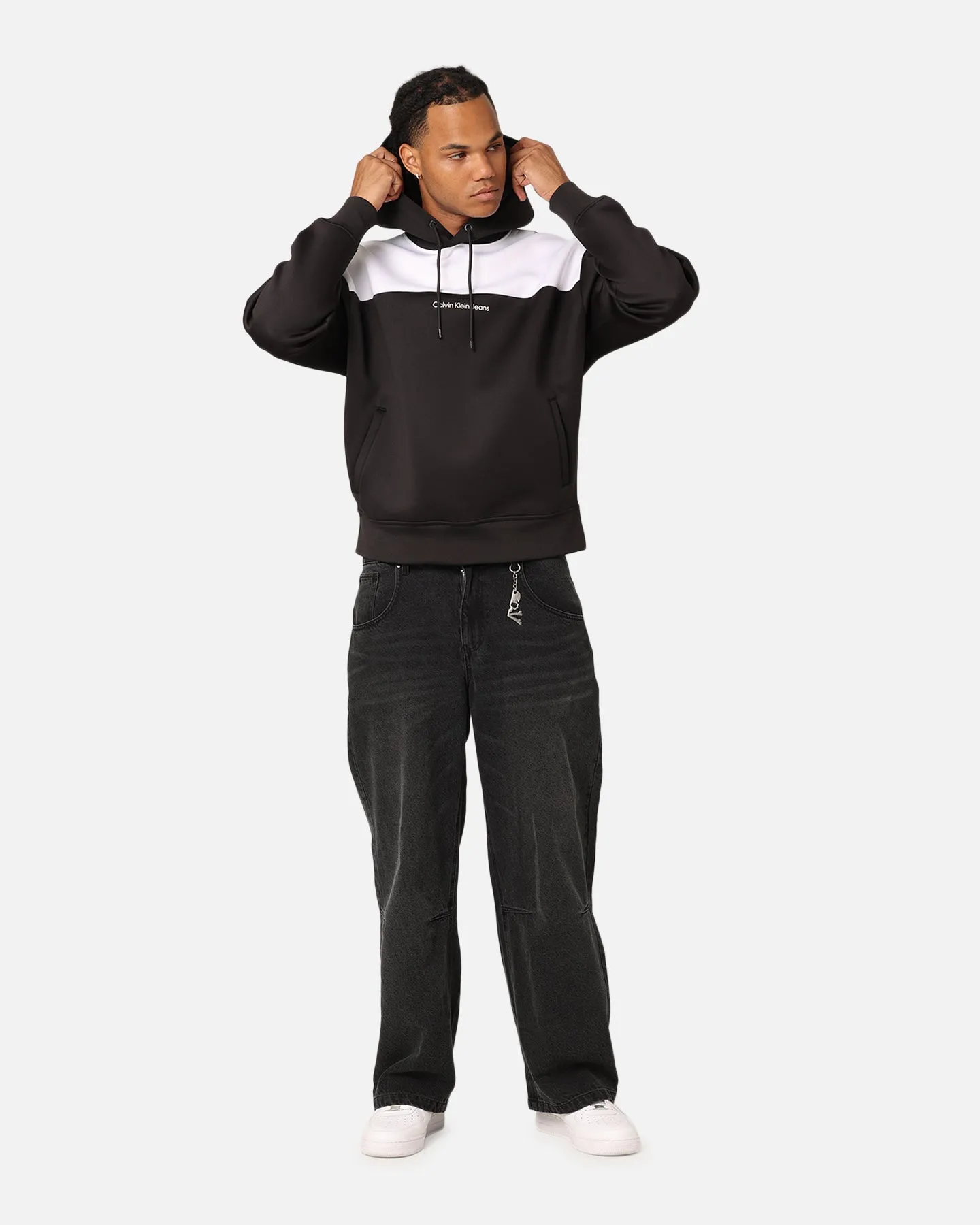 Calvin Klein Blocking Spacer Hoodie Black/Bright White