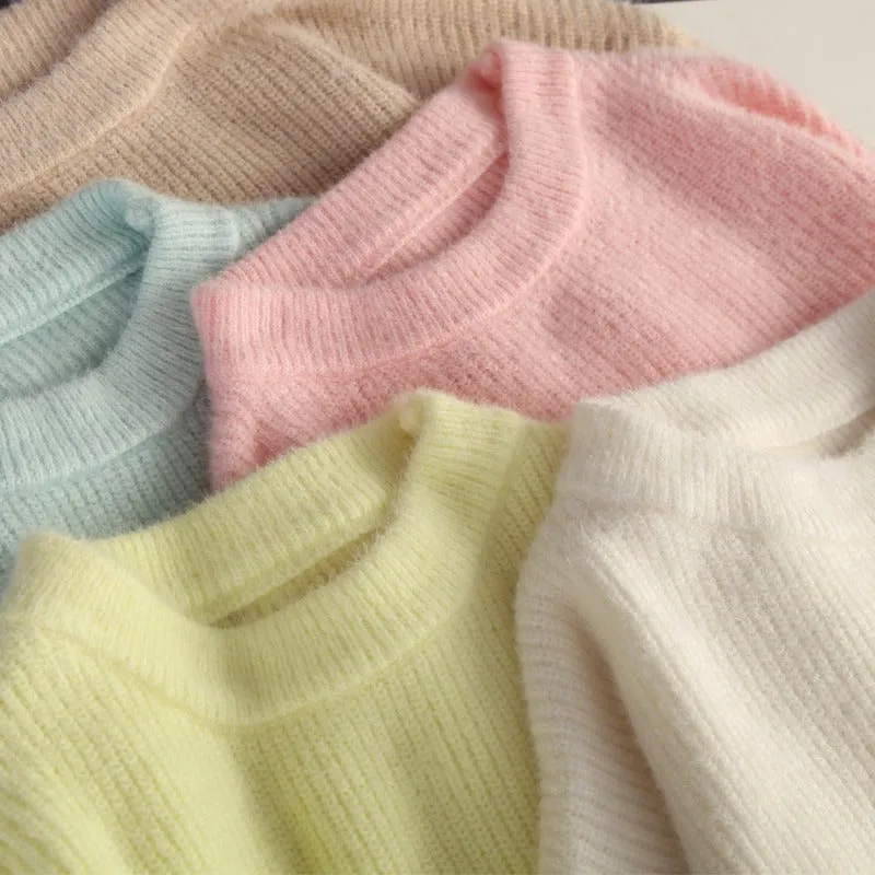 Candy-Colored Oversized Knitted Long Sleeve Pullover Sweaters