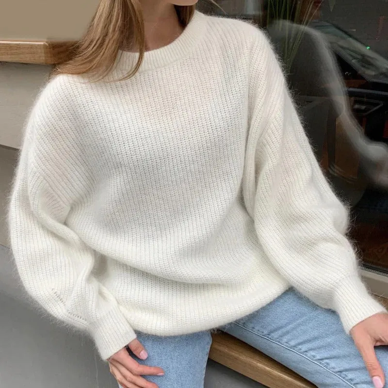 Candy-Colored Oversized Knitted Long Sleeve Pullover Sweaters