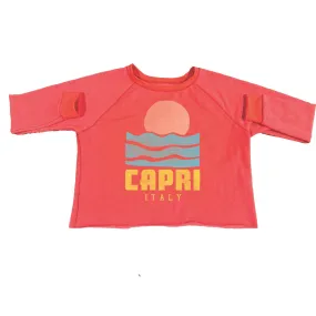 Capri Sunset Graphic Crop Pullover