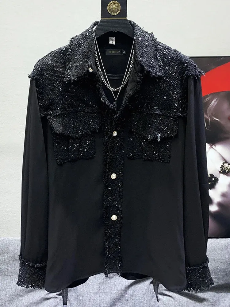 Charcoal Midnight Glimmer Button-Up Shirt