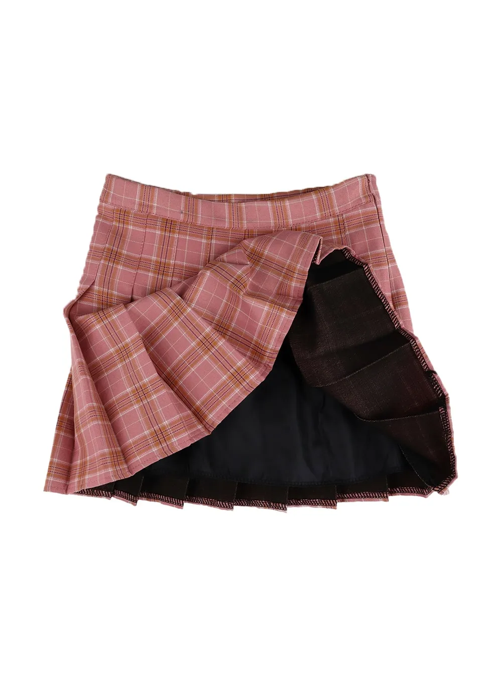 Check Pleated Mini Skirt OM408