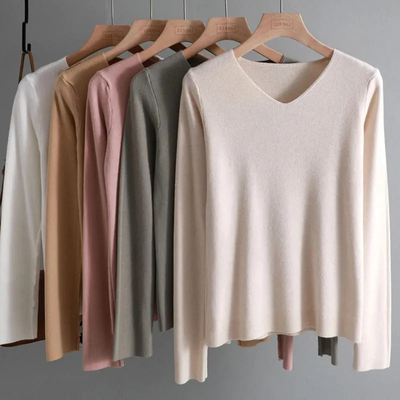 Chic and Casual Winter's Basic Long Sleeve Pullover Sweaters