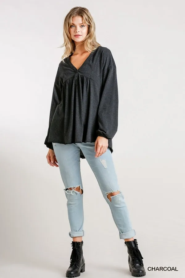 Confetti Babydoll Top, Charcoal