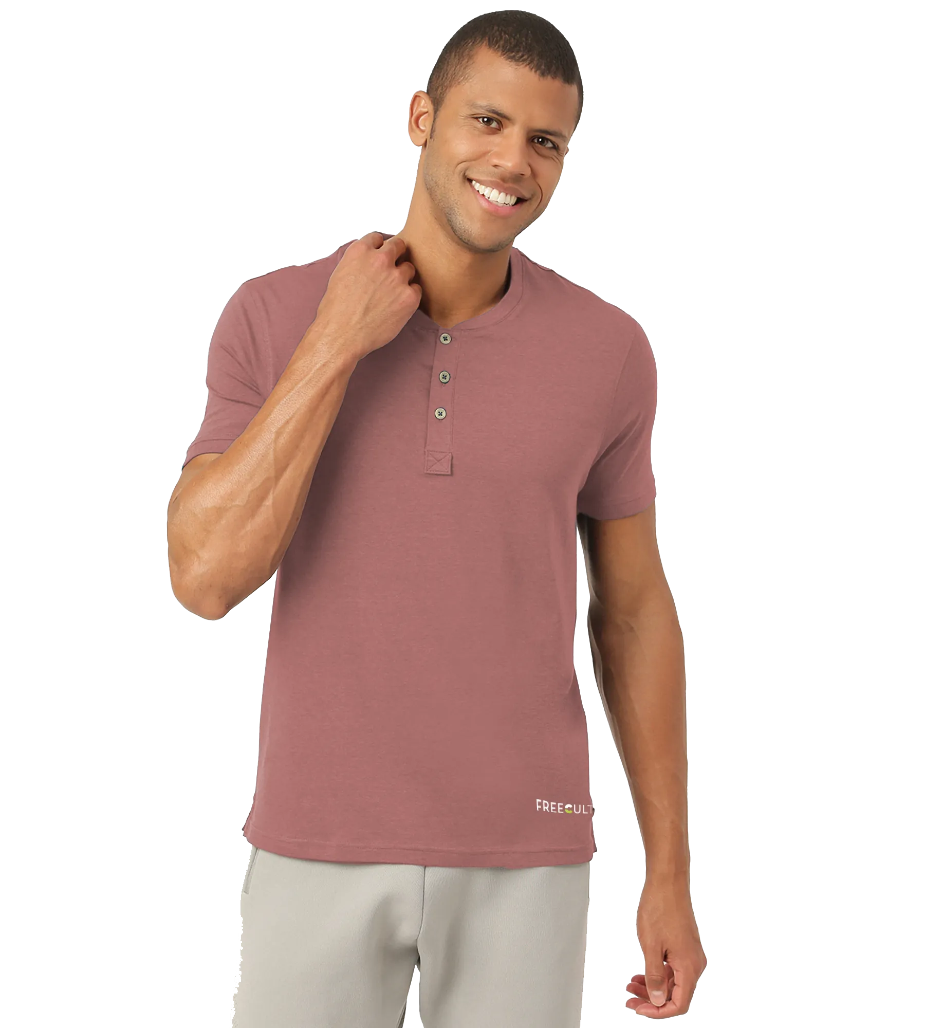 Cuban Peach Henley 2.0 - Half Sleeves (Pack Of 1)