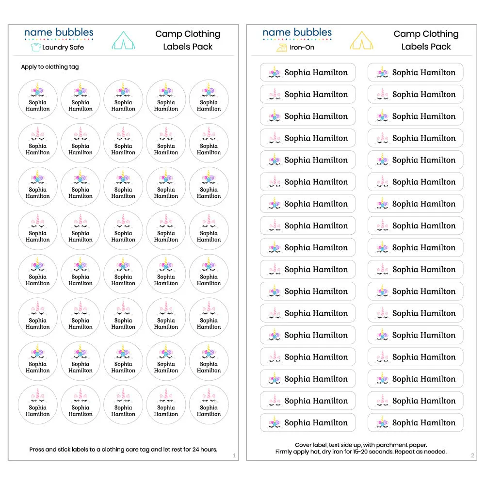 Custom Camp Clothing Labels Pack