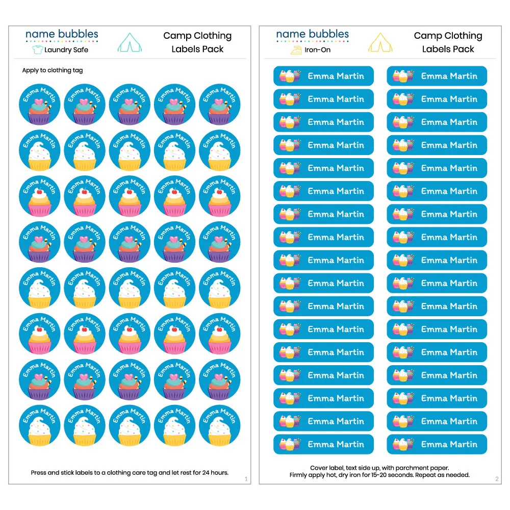 Custom Camp Clothing Labels Pack