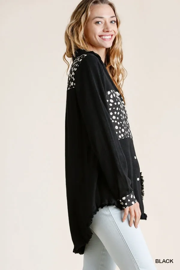 Dalmatian Button Down Frayed Shirt