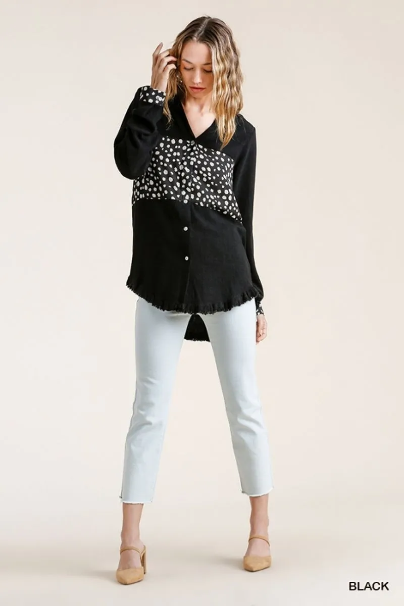 Dalmatian Button Down Frayed Shirt