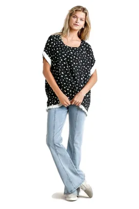 Dalmatian Frayed Hem Top