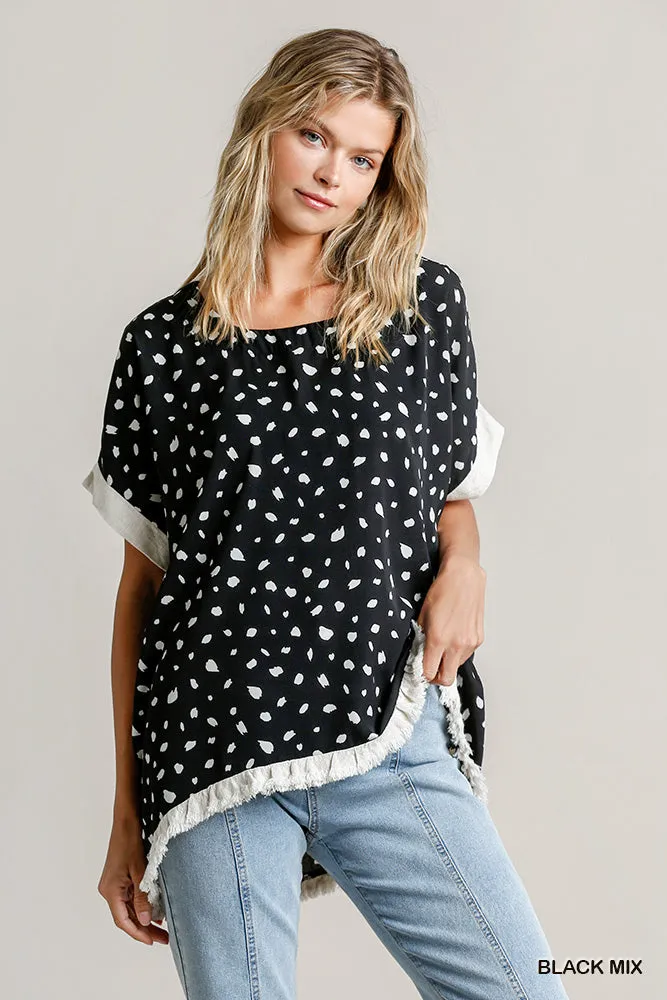 Dalmatian Frayed Hem Top