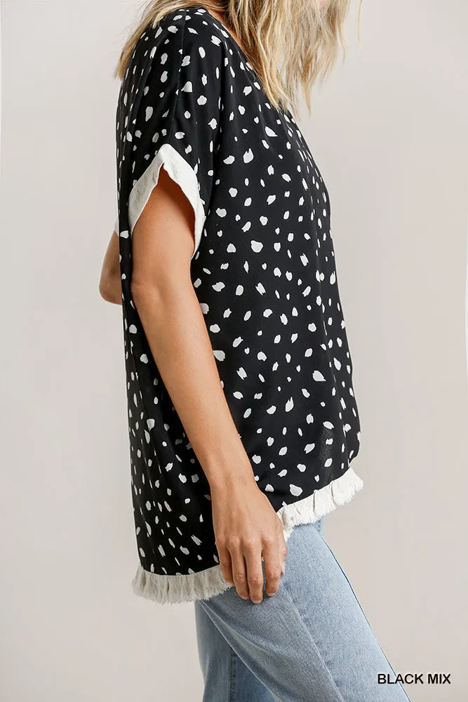 Dalmatian Frayed Hem Top