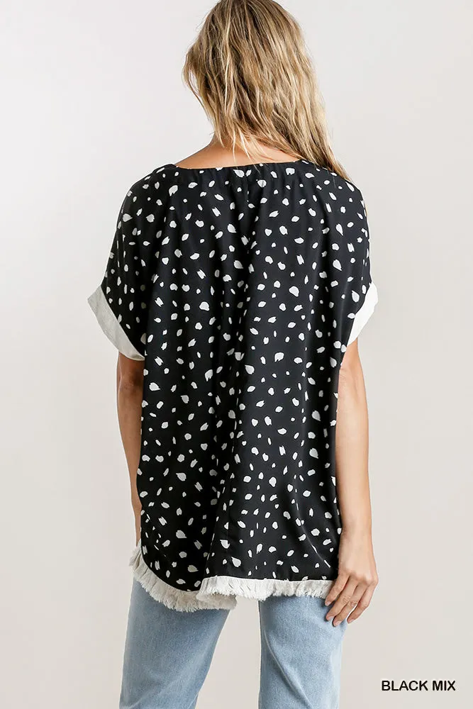 Dalmatian Frayed Hem Top