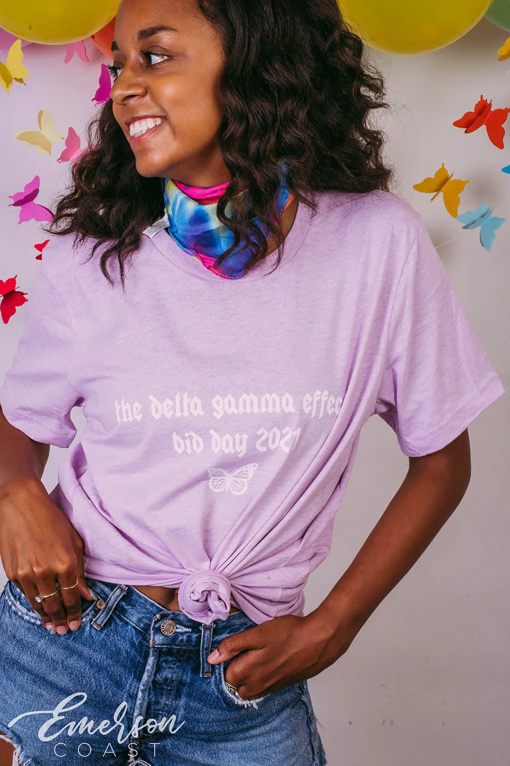 Delta Gamma Butterfly Effect Bid Day Lilac Tee