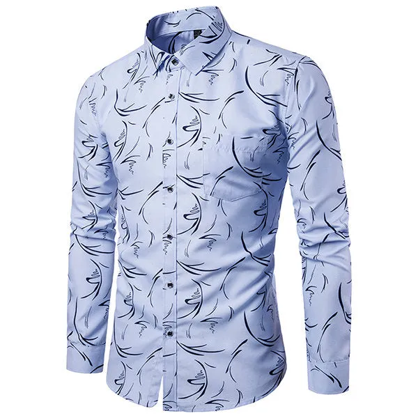 Designer Shirts for Men Stylish Chest Pocket Printing Button Up