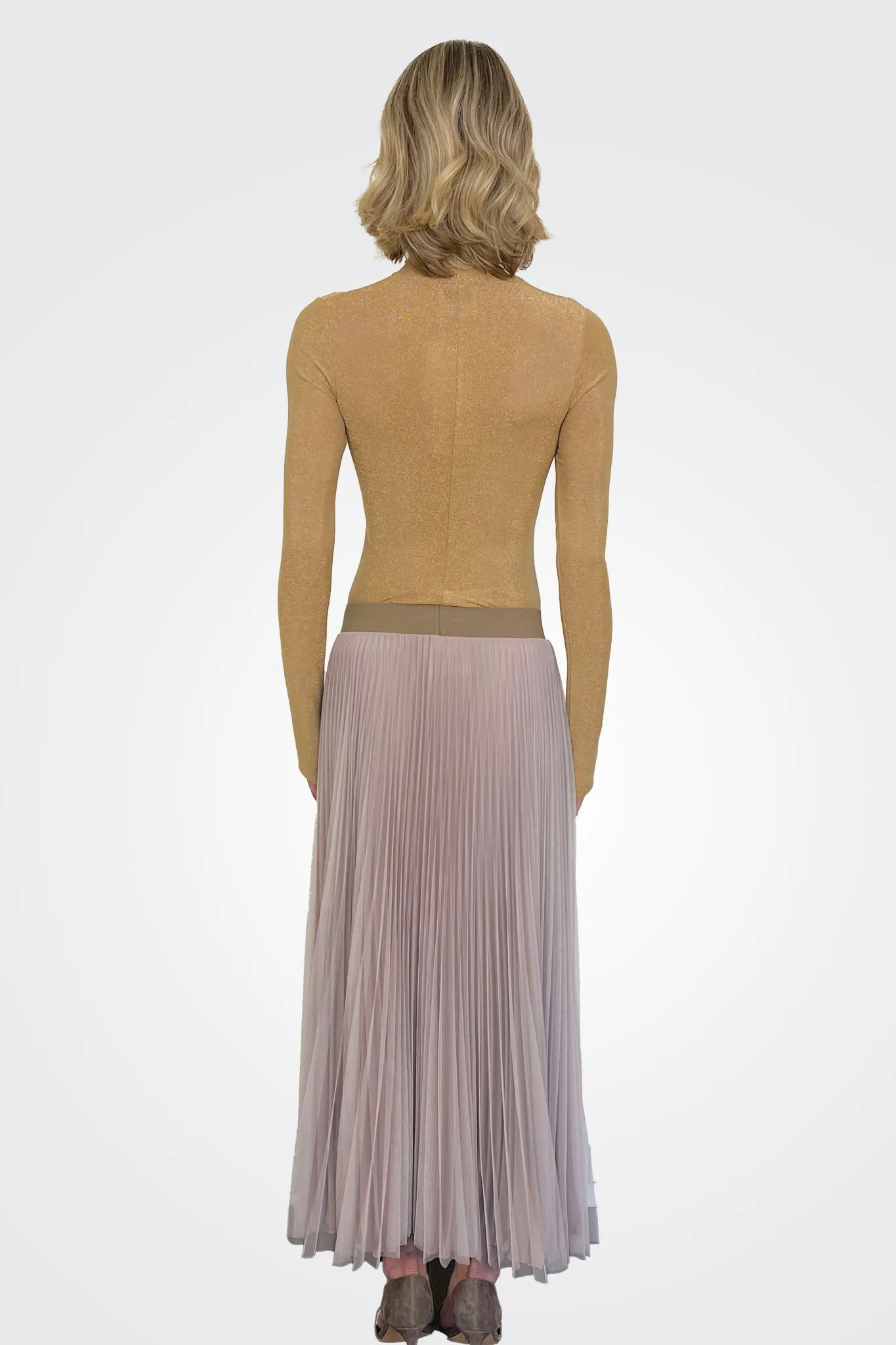 Dobby Pleated Maxi Skirt - Taupe