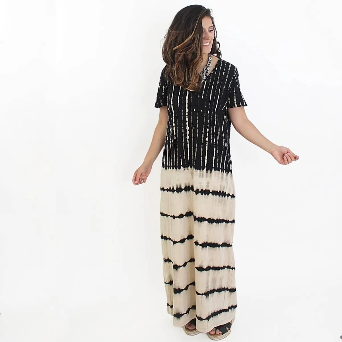 Dual Stripe Fitted Maxi Dress