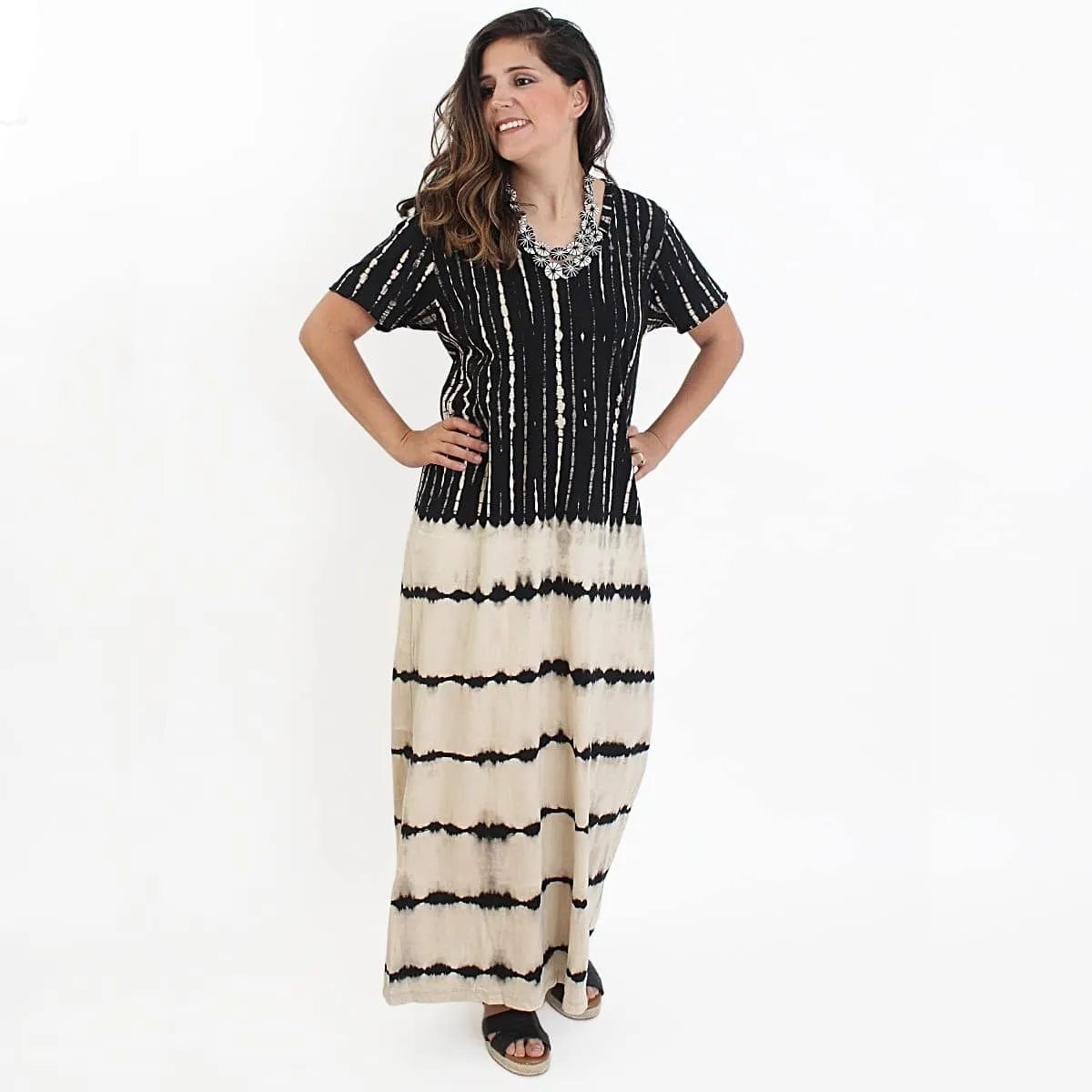 Dual Stripe Fitted Maxi Dress