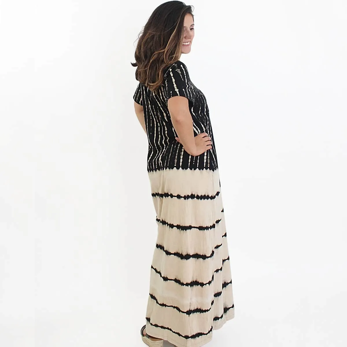 Dual Stripe Fitted Maxi Dress