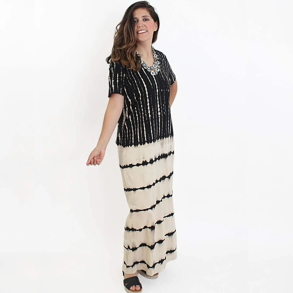 Dual Stripe Fitted Maxi Dress