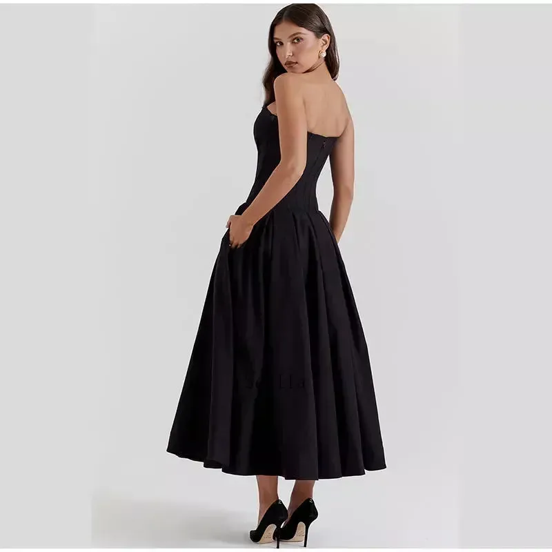 Elegant Maxi Dress with Off-shoulder and Backless Design